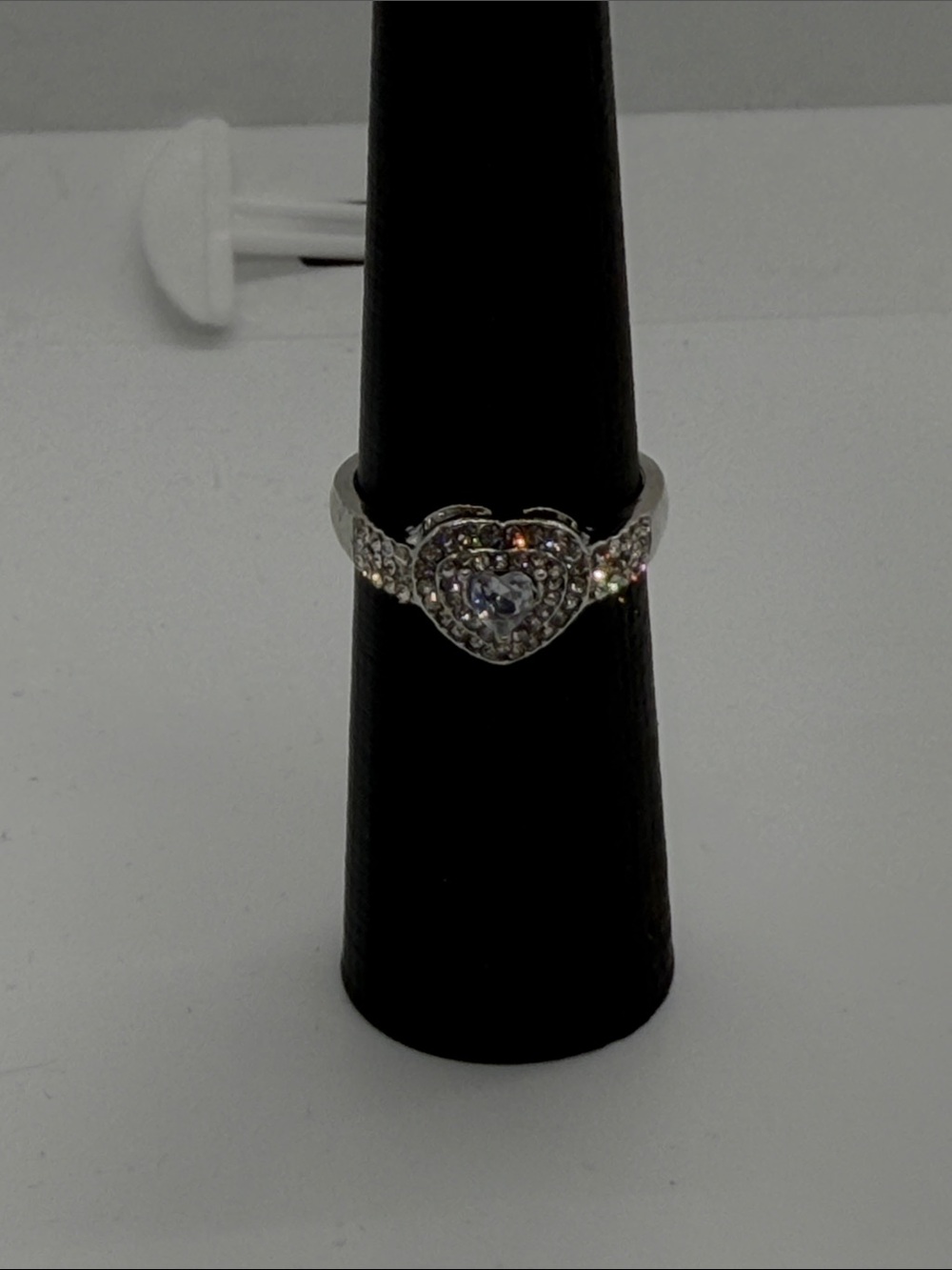 Silver Heart Crystal Ring - Sparkling Women's Jewelry size 10